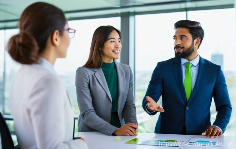 환경경영 이론과 실무를 연결하는 방법 - Image Prompt 1: Shifting Mindsets in a Green Boardroom**